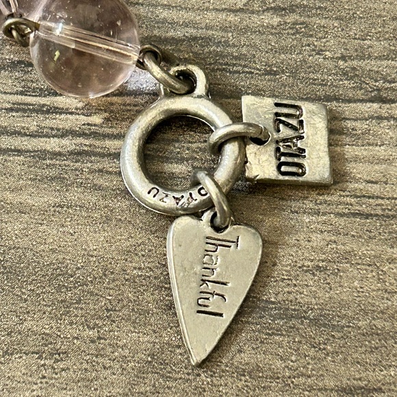 Otazu Pale Pink White statement necklace Beaded Flower #G035 - Picture 5 of 8